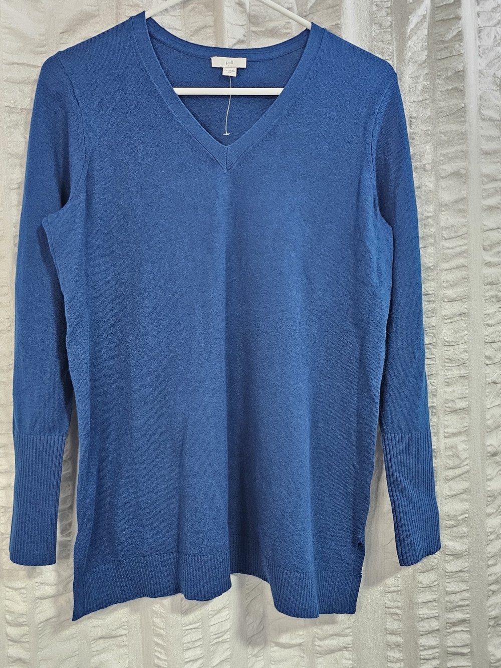 J. Jill Women's V-neck Cozy Tight Knit Tunic Pullover Sweater Elongated  Cuff